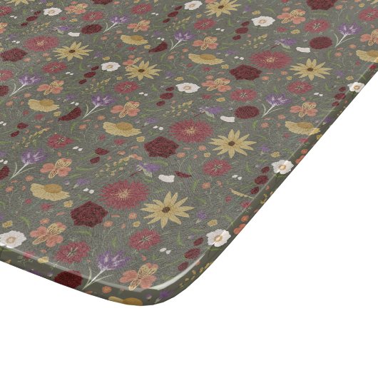 Grüner Hintergrund für die Blumenpracht im Herbst Schneidebrett (Ecke)