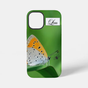 Grüner Hintergrund & gelber,weißer Schmetterling & iPhone 12 Mini Hülle