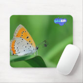 Grüner Hintergrund & gelber, weißer Schmetterling Mousepad (Mit Mouse)