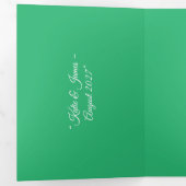 Grüner Hintergrund mit flacher Minze - Hochzeitsde Dreifach Gefaltete Karte (Innen Erste Seite)