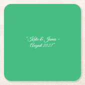 Grüner Hintergrund mit flacher Minze - Hochzeitsde Rechteckiger Pappuntersetzer (Vorderseite)