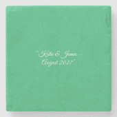 Grüner Hintergrund mit flacher Minze - Hochzeitsde Steinuntersetzer (Vorderseite)