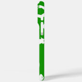 Grüner Hintergrund mit Glocken, Mistletoe und Baum Case-Mate iPhone Hülle (Rückseite / Links)