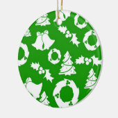 Grüner Hintergrund mit Glocken, Mistletoe und Baum Keramik Ornament (Links)