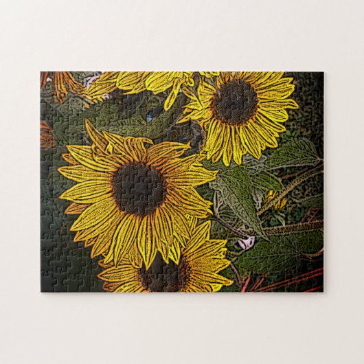 grüner Hintergrund mit großen gelben Blume Puzzle (Horizontal)