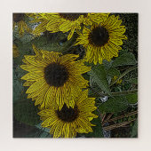 grüner Hintergrund mit großen gelben Blume Puzzle (Horizontal)