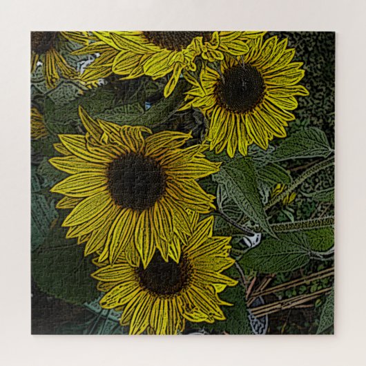 grüner Hintergrund mit großen gelben Blume Puzzle (Horizontal)