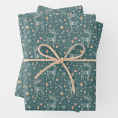 Grüner Hintergrund mit Hirschen, Geschenkverpackun Geschenkpapier Set (Beispiel)