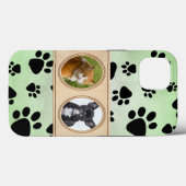 Grüner Hintergrund mit Pfoten, benutzerdefiniertes Case-Mate iPhone Hülle (Rückseite (Horizontal))