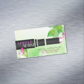 Grüner Hintergrund mit schwarzem Schönheitszeichen Magnetische Visitenkarte (Beispiel)