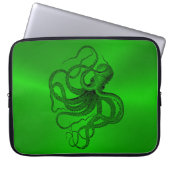 Grüner Hintergrund mit schwarzem Wassertopf Laptopschutzhülle (Vorderseite)