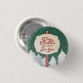 Grüner Hintergrund mit Weihnachtsbaum und Schild Button (Vorne & Hinten)