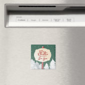 Grüner Hintergrund mit Weihnachtsbaum und Schild Magnet (In Situ (Geschirrspüler))