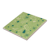 Grüner Hintergrund mit Weihnachtsbäumen, Schildern Fliese (Seite)