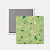 Grüner Hintergrund mit Weihnachtsbäumen, Schildern Magnet (Vorderseite/Rückseite)