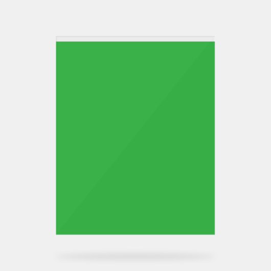 grüner Hintergrund mit weißem Rand Acrylschild (Vorderseite)