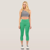 grüner Hintergrund mit weißem Rand Capri Leggings (Vorderseite)