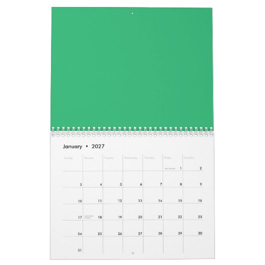 grüner Hintergrund mit weißem Rand Kalender (Jan 2027)