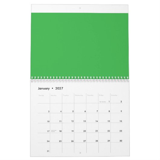 grüner Hintergrund mit weißem Rand Kalender (Jan 2027)