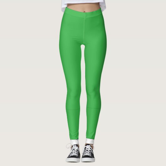grüner Hintergrund mit weißem Rand Leggings (Vorderseite)