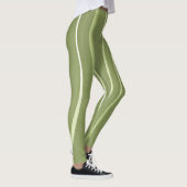 Grüner Hintergrund und weiße Streifen Leggings (Rechts)