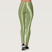 Grüner Hintergrund und weiße Streifen Leggings (Rückseite)
