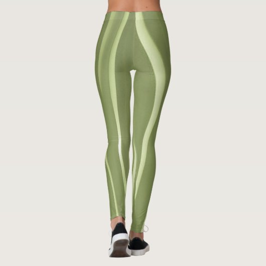 Grüner Hintergrund und weiße Streifen Leggings (Rückseite)