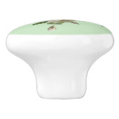 Grüner Hintergrund von White Roses Keramikknauf (Seitenansicht)