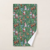 Grüner Hintergrund Weihnachtsdekorationsmuster Badhandtuch Set (Handtuch)