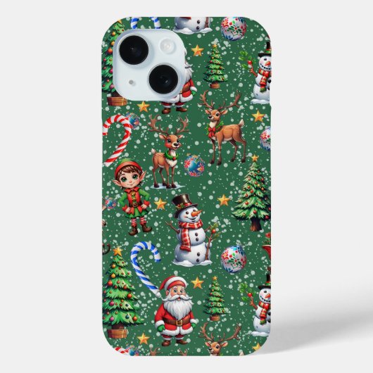 Grüner Hintergrund Weihnachtsdekorationsmuster Case-Mate iPhone Hülle (Rückseite)