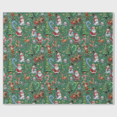 Grüner Hintergrund Weihnachtsdekorationsmuster Geschenkpapier (Flach)
