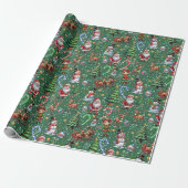 Grüner Hintergrund Weihnachtsdekorationsmuster Geschenkpapier (Ungerollt)