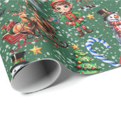 Grüner Hintergrund Weihnachtsdekorationsmuster Geschenkpapier (Rolleneckpunkt)
