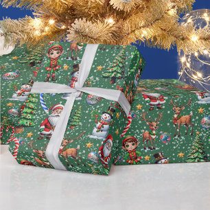 Grüner Hintergrund Weihnachtsdekorationsmuster Geschenkpapier