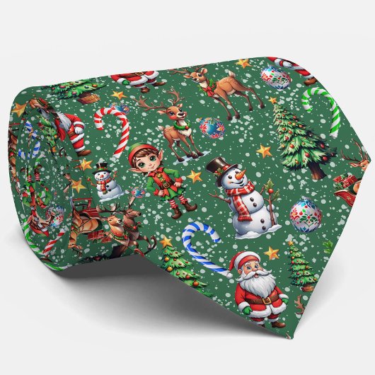Grüner Hintergrund Weihnachtsdekorationsmuster Krawatte