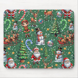 Grüner Hintergrund Weihnachtsdekorationsmuster Mousepad