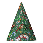 Grüner Hintergrund Weihnachtsdekorationsmuster Partyhütchen (Rückseite)