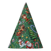 Grüner Hintergrund Weihnachtsdekorationsmuster Partyhütchen (Links)