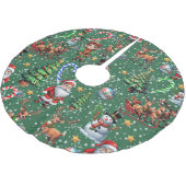 Grüner Hintergrund Weihnachtsdekorationsmuster Polyester Weihnachtsbaumdecke (Schrägansicht)