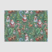 Grüner Hintergrund Weihnachtsdekorationsmuster Seidenpapier (Vorderseite)