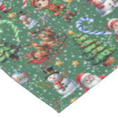 Grüner Hintergrund Weihnachtsdekorationsmuster Tischdecke (Schrägansicht)