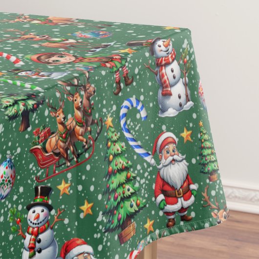 Grüner Hintergrund Weihnachtsdekorationsmuster Tischdecke