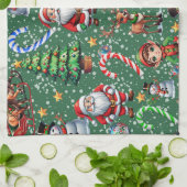 Grüner Hintergrund Weihnachtsdekoratives Muster Geschirrtuch (Gefaltet)