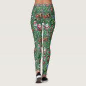 Grüner Hintergrund Weihnachtsdekoratives Muster Leggings (Rückseite)