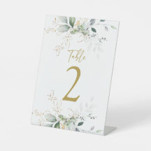 Grüner Hochzeitsschild Tischnummer