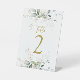 Grüner Hochzeitsschild Tischnummer Sockelschild