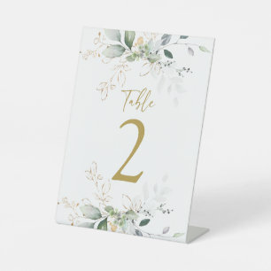 Grüner Hochzeitsschild Tischnummer Sockelschild