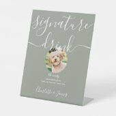 Grüner Hochzeitstich Unterschrift Drink Sockelschild (Vorderseite)