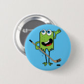 Grüner Hockey-Monster Button (Vorne & Hinten)
