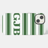 Grüner Horizontalstreifen mit Monogramm iPhone Hülle (Rückseite (Horizontal))